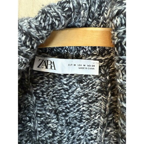ZARA Size M Womens Shawl Collar Open Front Dolman Sleeve Cardigan Heather Black - Picture 4 of 12